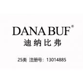 【已售】DANA BUF迪纳比弗,25类中英文国际品牌服装商标,服装,鞋,帽,袜,手套,领带,皮带,婚纱,围巾商标