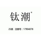 【已售】钛潮,25类商标,潮服潮牌商标,服装,鞋,帽,袜,手套,领带,皮带,婚纱,围巾商标
